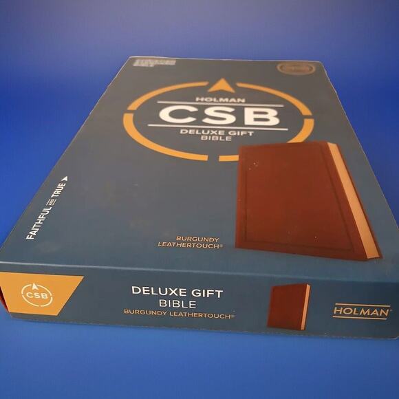 Holman CSB Deluxe Gift Bible Burgundy Leather-Touch Gilded Words In Red Ribbon - Picture 6 of 6